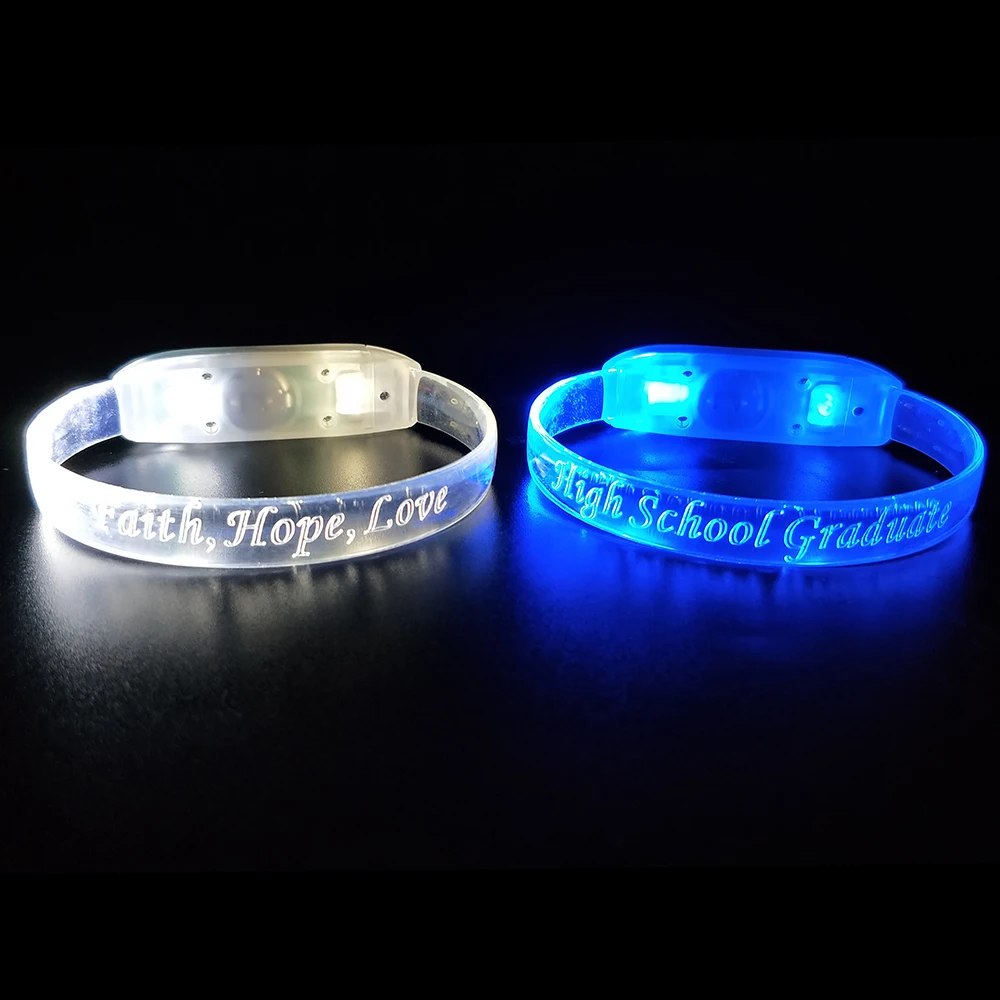 Christmas Halloween Custom Logo Party Concert Sound Motion Activated Rave Glow LED Light Up Flashing Bracelet Wristbands