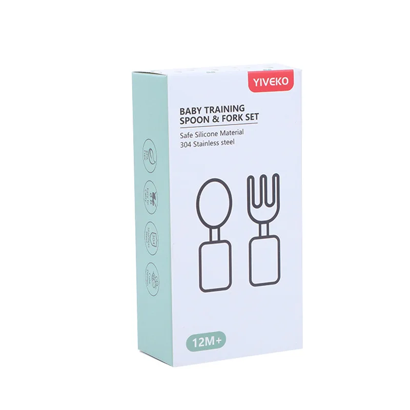 Baby spoon fork packaging color box white card color box printing custom