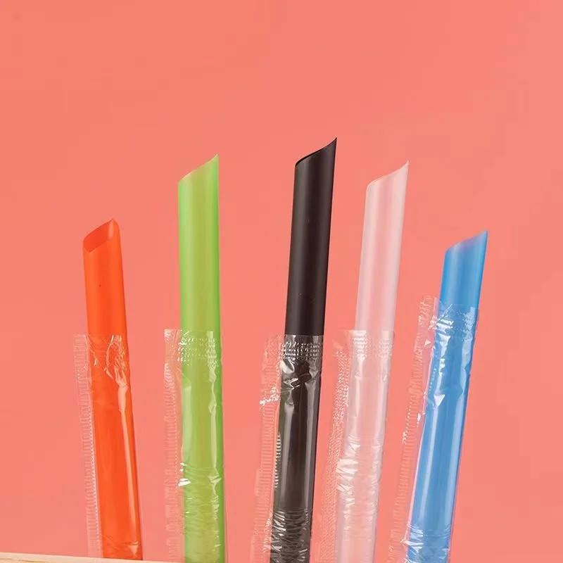 Drinking Colorful Bubble Tea Plastic Straws Food Grade Straw Straight Drink Independent Packing Disposable Party PP Plastic BRXG