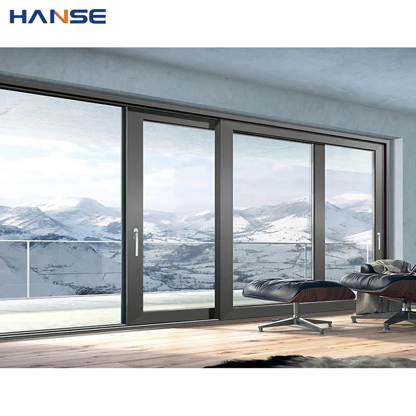 Commercial windproof waterproof panoramic exterior and interior use aluminium doors and windows sliding door system glass doors