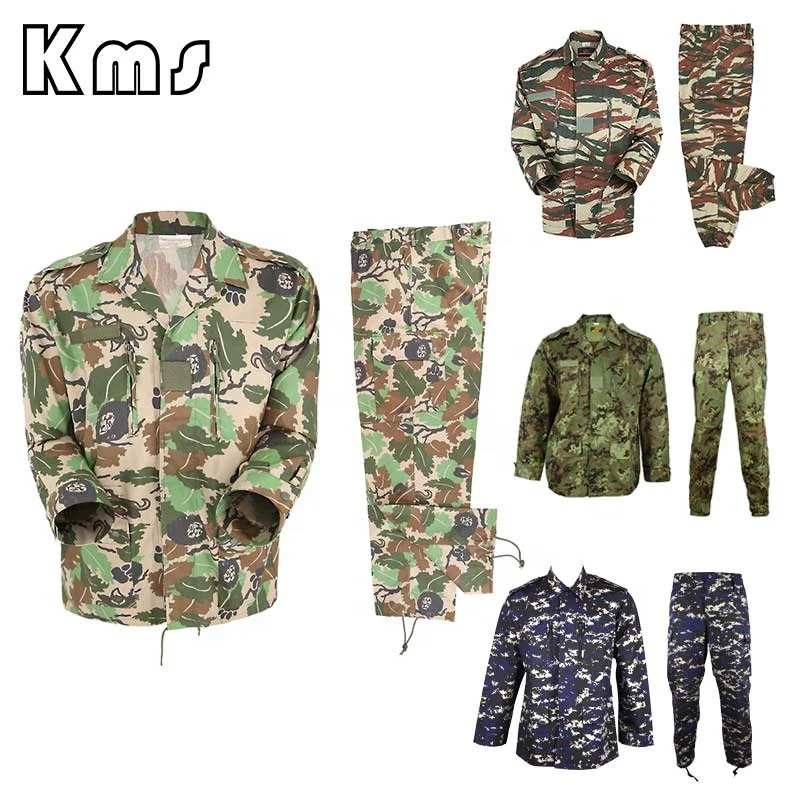 KMS Custom Wholesale Breathable Multicolor Security Hunting Polyester Cotton Jungle French Camouflage Clothing