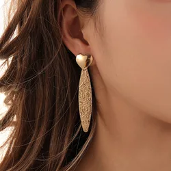 European and American New Exaggerated Fashion Earrings Long Metal Love Letter Earrings Jewelry