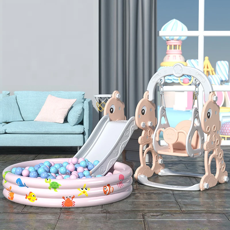 Hot Sale Playground 3 In 1 Combine With Swing And Basketball Plastic Baby Slide For Baby