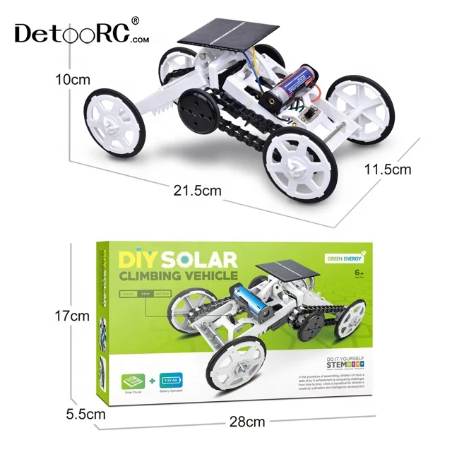 Detoo 2 in 1 power battery and solar toys Building robot kit DIY assemble STEM toy solar car gadgets