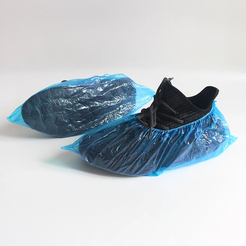 Safety medical disposable waterproof shoe cover microporous clear non slip PE boot cover non woven boot shoe covers