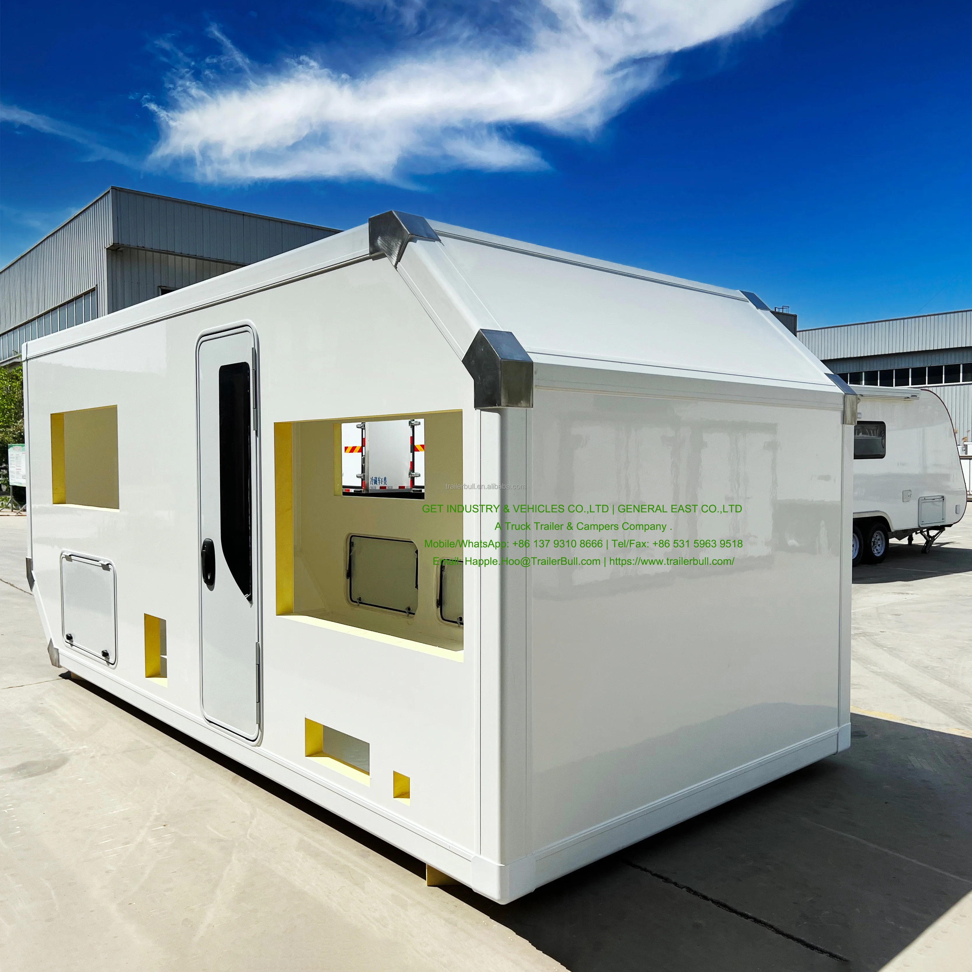 18 футов FRP Автомобильный дом с плоской кроватью корпус для кемпинга большой угол выезда путешествий и