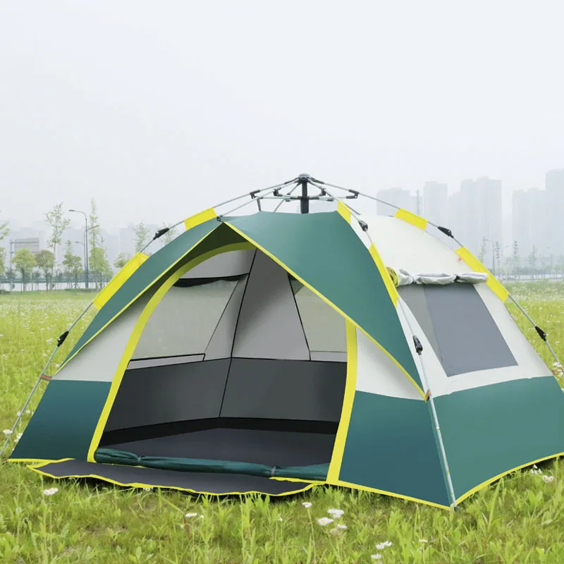 Outdoor Camping Double Useful Tarp Waterproof Automatic Pop Up Tent For 3 to 4 Man Hiking