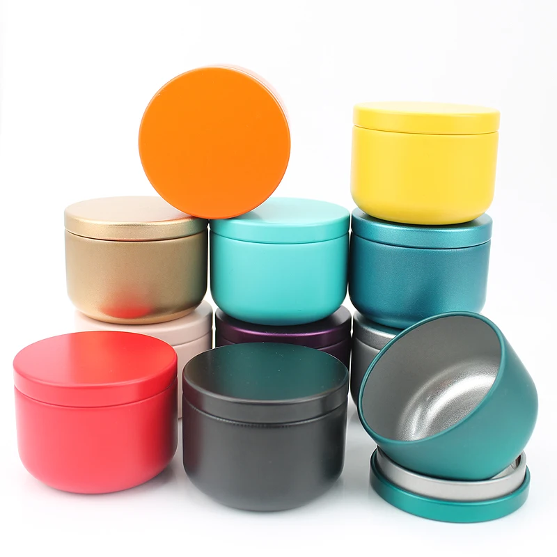 50g Empty Round Metal Candle Jar Tinplate Tea Storage Container Can Gift Candy Box Cosmetic Cream Jar With Screw Lid