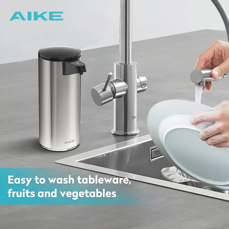AIKE AK1333 New arrival touch free tabletop automatic stainless steel liquid hand soap dispenser dish manufacturers
