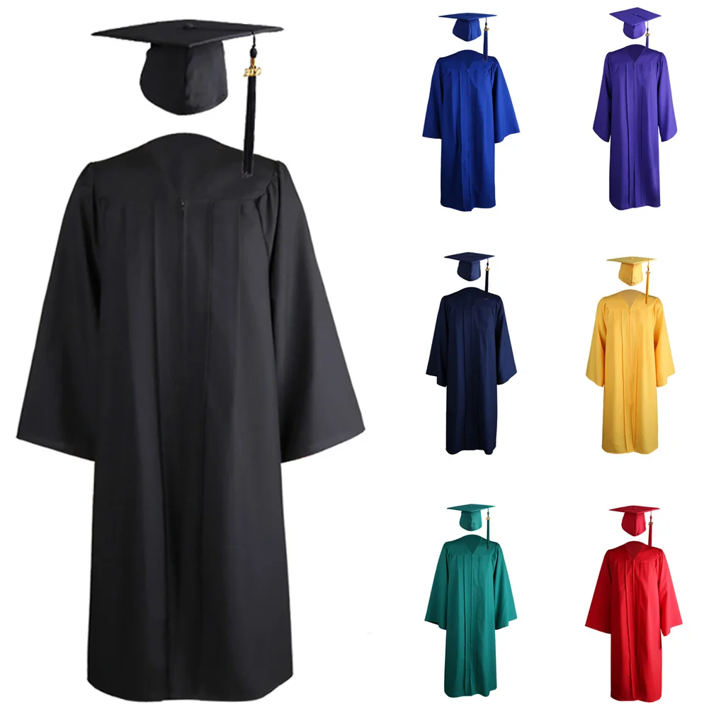 gold graduation gown black adult university ceremony classic graduation caps and gowns For School  Wholesale graduation gowns (1600350504605)