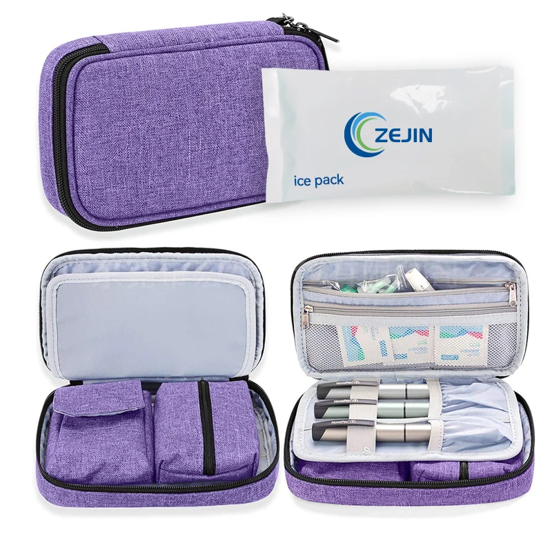 Customized Insulin Cooler Travel Case with 2 Ice Pack Water Resistant Insulated Diabetic Medication Organizer Carrying Bag