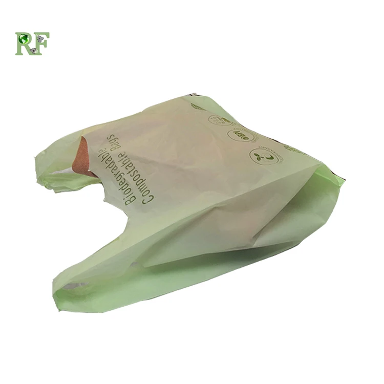 OK compost 100%  biodegradable t-shirt bag eco friendly bioplastic vest  shopping bag for supermarket