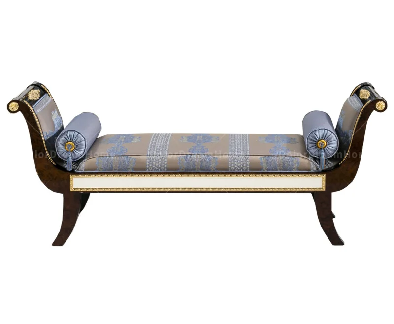 Royal furniture luxury bedroom wooden sofa bench bed end bench