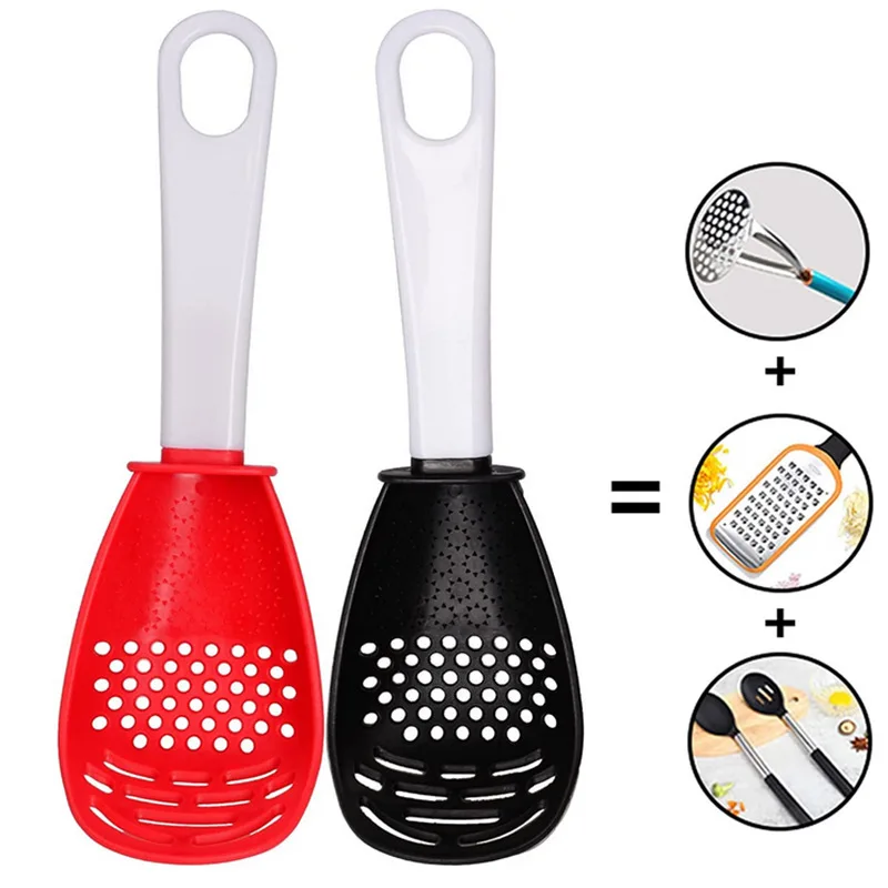 Colander Strainers Spoon Garlic Potato Press Spoons Fry the shovel For Cooking Kitchen Accessory D23-37