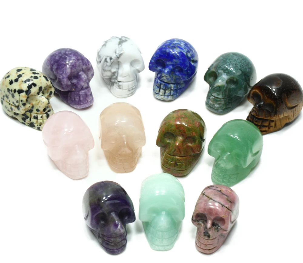 Whosale Natural Healing Crystal Carving 1 Inch Crystal Skulls Clear Rose Quartz Amethyst Crystal Skulls For Home Decor