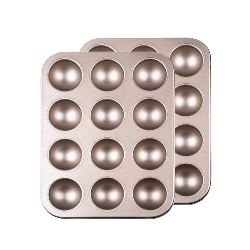 Easy Release Non-Stick Carbon Steel 12 Cup Rounded Half Ball Spheres Cupcake Muffin desserts molds Pan Tray for mini Pies Jam