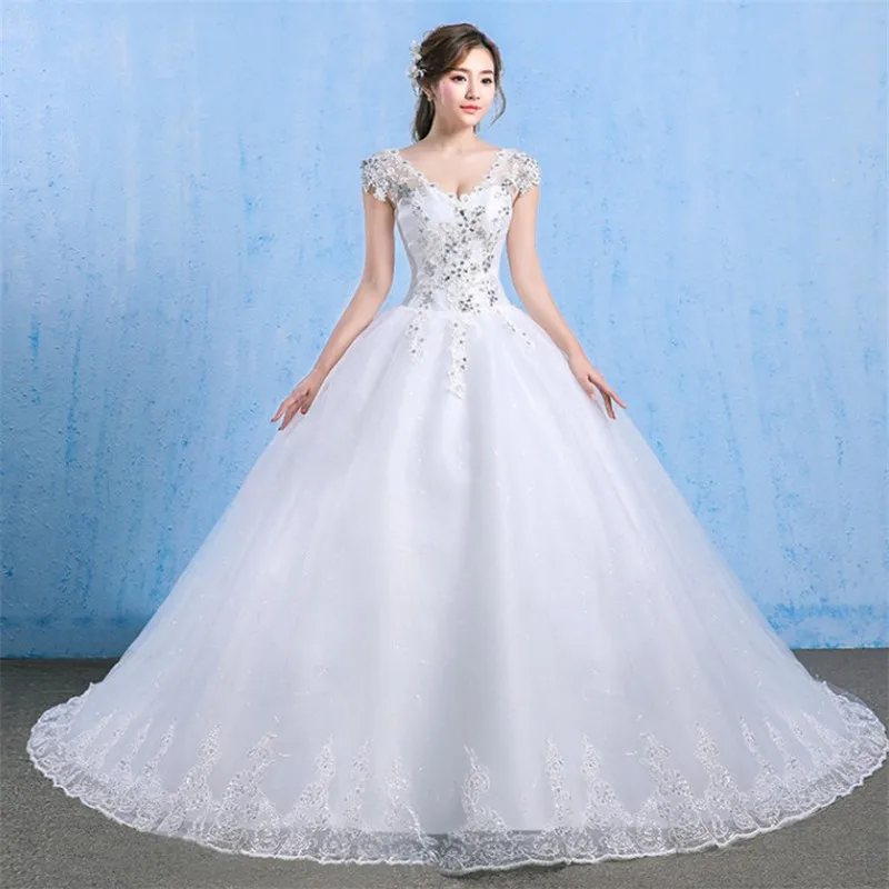 2020 fashion vestidos de novia V neck crystal embellished elegant mermaid simple bridal dress wedding gown