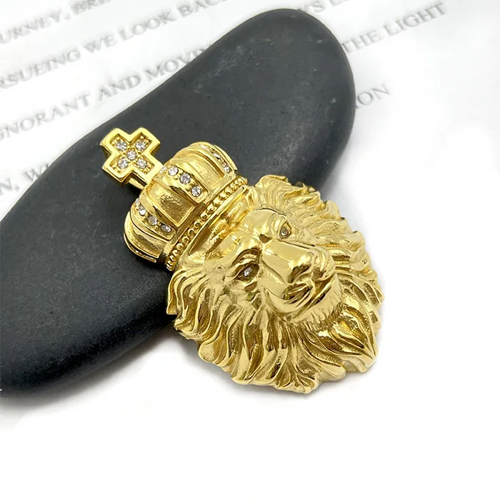 Hot Selling 18k Gold Plated Lion Pendant Necklace Stainless Steel Jewelry Making Supplies For Women