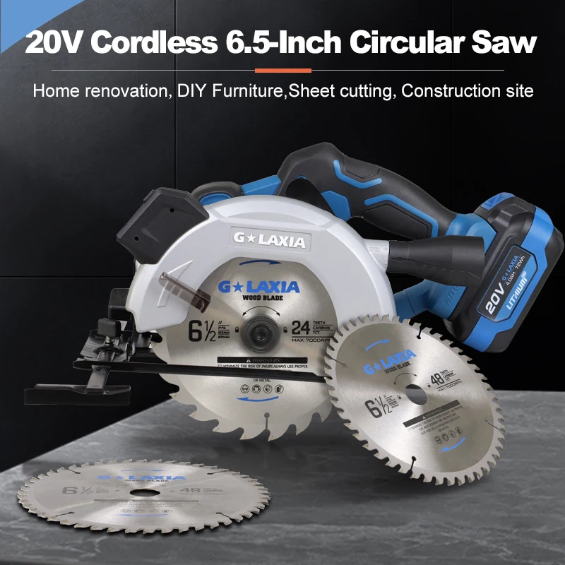 20V Cordless 6.5-Inch Circular Saw With 2PC 165mm Disc Saw Blades Electric Woodworking Tools,4000mAh Li-ion Circular Saw NEWONE