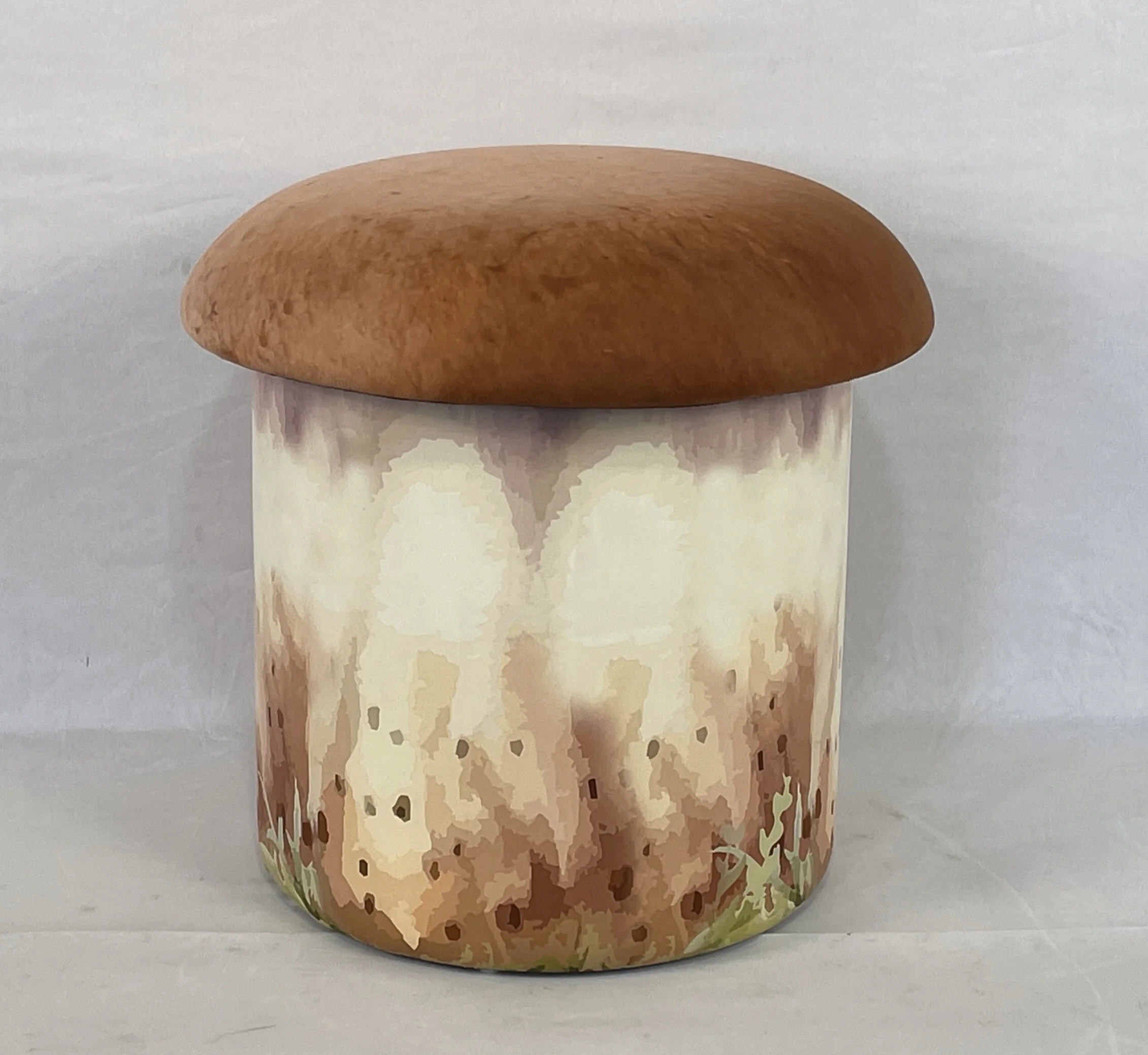 Fuzhou Fytch Mushroom Storage Ottoman Stool with Removable Lid Pouf Shaped Ottoman Wooden Cute Footstool Storage Stool