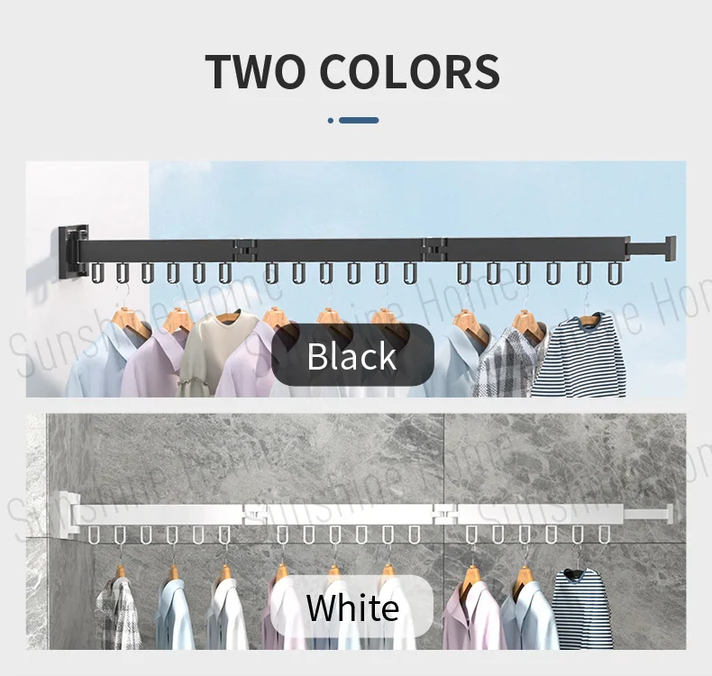 Wall Mounted Trifold Folding Clothes Drying Retractable Indoor Space Aluminum Punching Dry Cloth Rack Laundry Clothes Hangers