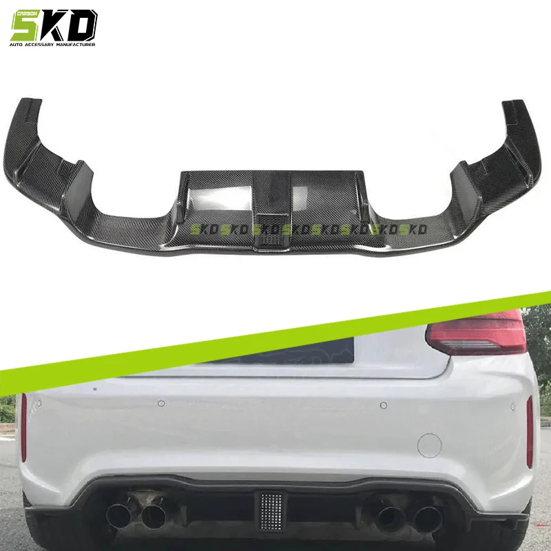 Shark Dynamic Body Kit for BMW 2015 to 2021 F87 M2 M2C Dry Carbon Fiber K Style Rear Bumper Diffuser with Brake Light