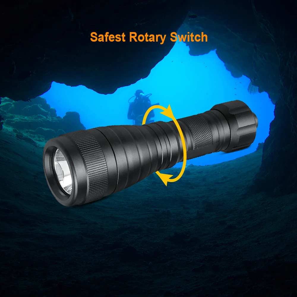 High Power Diver linterna Dive Metal Light Waterproof Underwater lamp Rechargeable led torches Led scuba diving flashlight