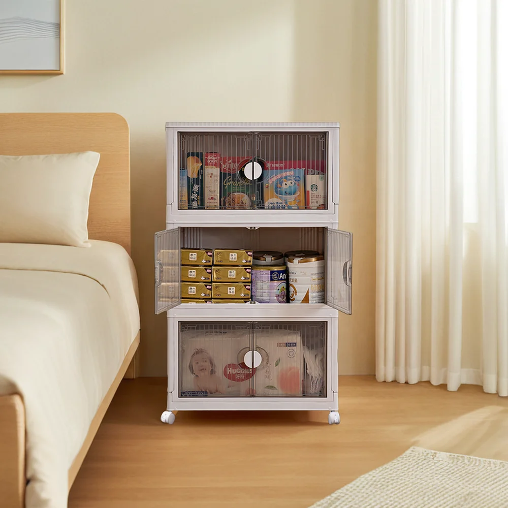 Stackable Storage Box Cabinet Plastic Storage Box Removable Folding For Clothing Storage Bins