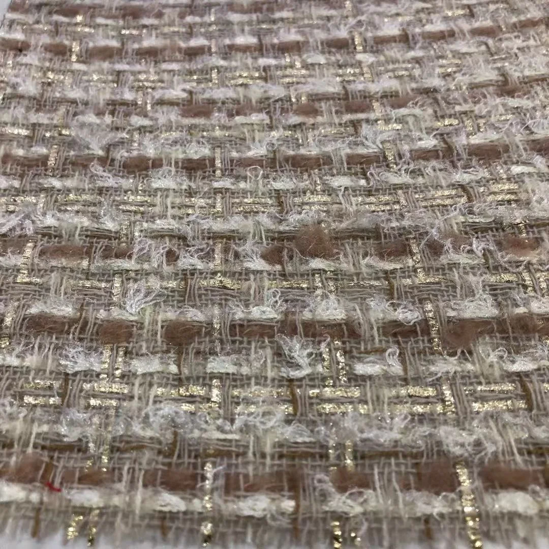 196GSM All Seasons Fabrics Beautiful Gold Wire Tweed Clothing and Home