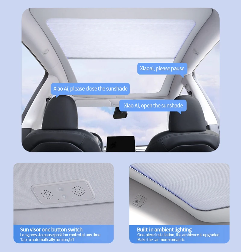 Automatic sunshade suitable for Tesla Model Y/3 glass from 2019 - 2024 block ultraviolet rays and maintain freshness accessories