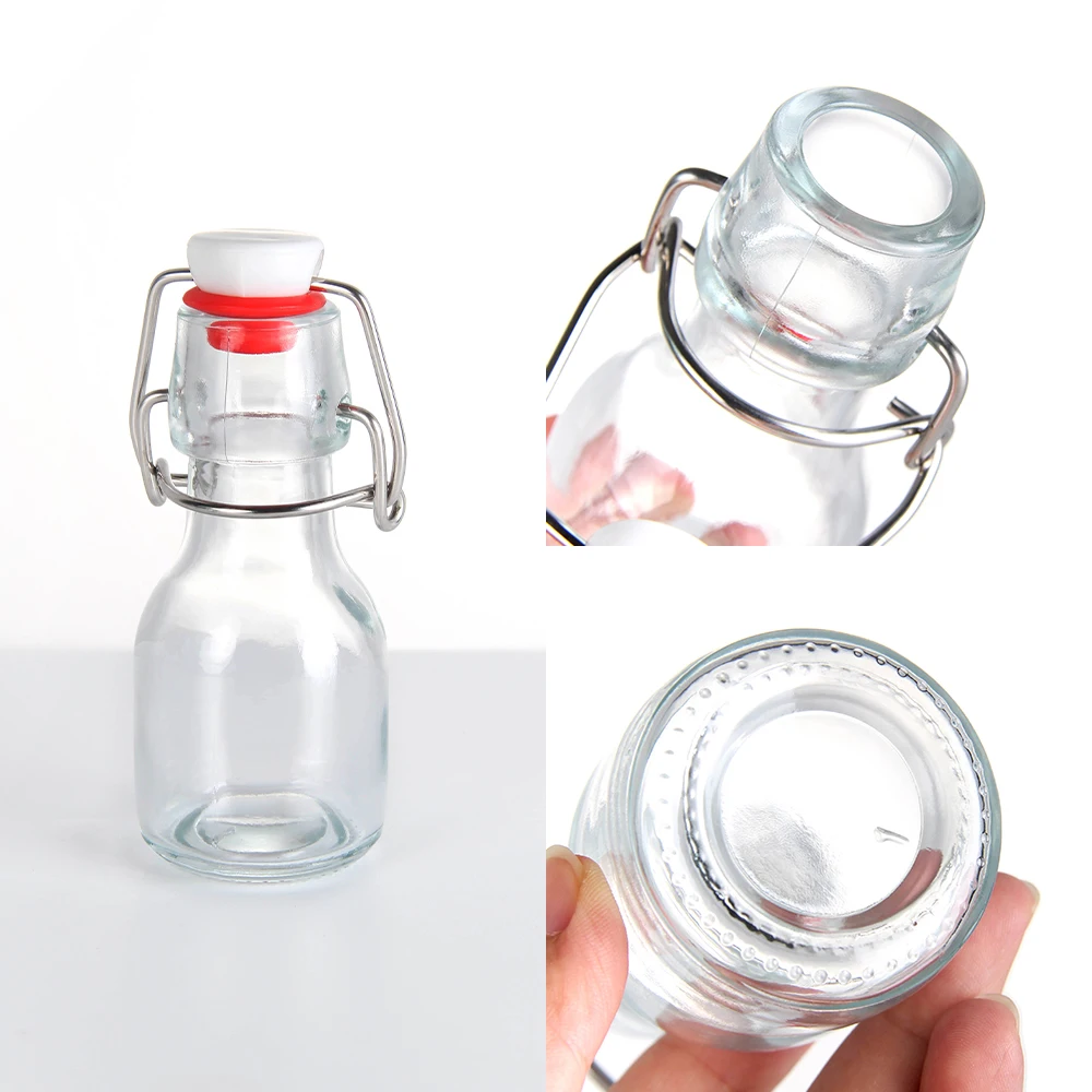 Wholesale popular UK 50ml Swing Top Drinking Water Empty Transparent Beverage Juice Coffee Milk Tea Glass Bottle In Stock