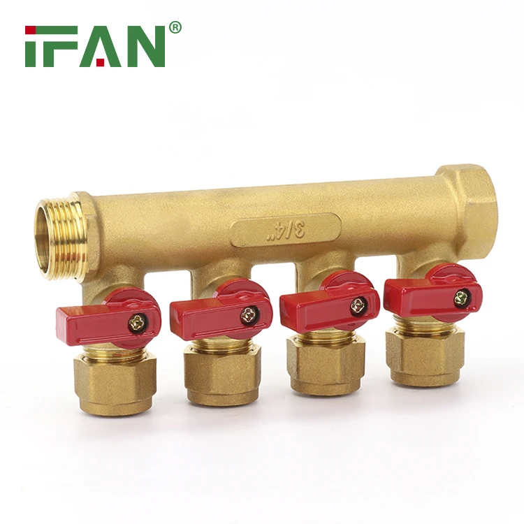IFAN Plumbing Accessories Water Mixing Pump PEX Manifold Flow Meter Brass Manifold Underfloor Heating Radiant Manifold