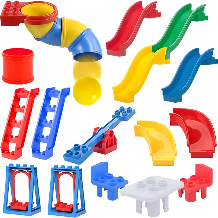 24 PCS Big Building Blocks Playground Accessories Set, Early Learning Creative Building Toys For Kids, Compatible With Duplos