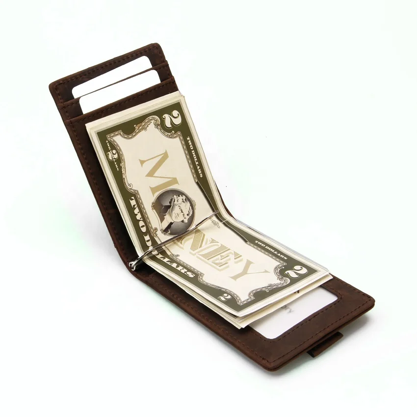
Hot Selling Money Clip RFID Slim Genuine Leather Wallets for men 