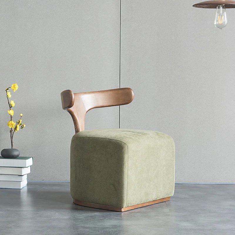 Modern armless Nordic solid wood sofa chair living room balcony leisure chair cotton and linen single lazy sofa stool chair