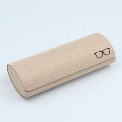 Handmade customizable LOGO High-end linen cylinder glasses box Fashionable simple glasses case