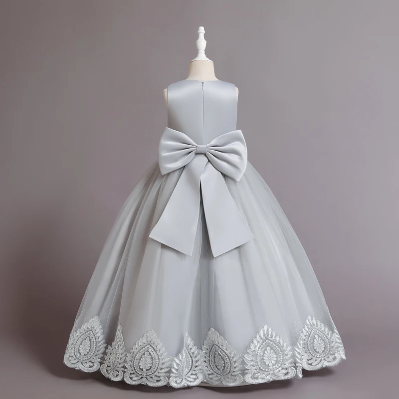 New Fashion Kids Wedding Party Dress Long Tailing Girl Ball Gown 12 Years Wear WR003