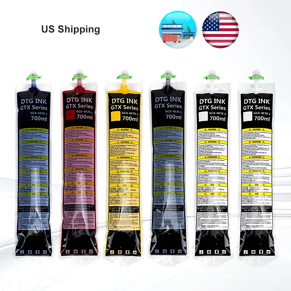 WINNERJET 700ml Textile GTX DTG Ink Bag With Chip for Brother 400 422 423 424 425 600 Pro Printer