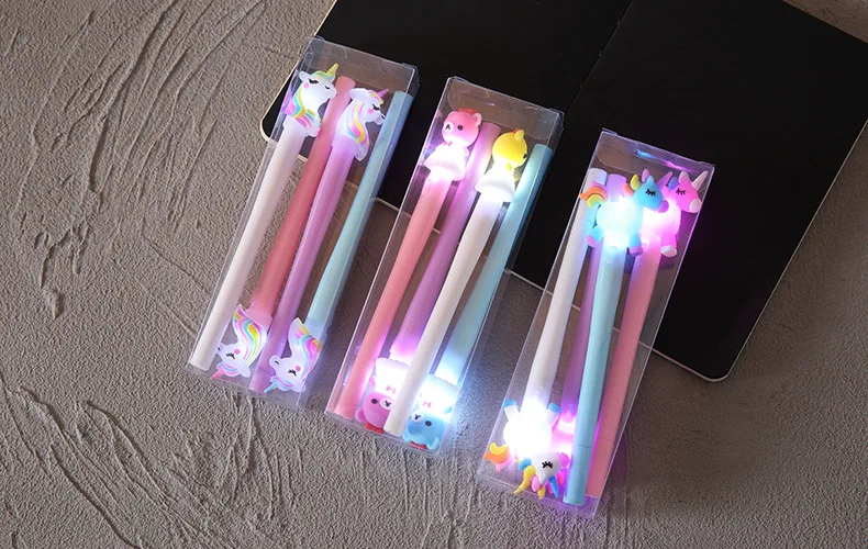 Cute Cartoon Light-Up Gel Pen LED Light up Set for Writing in the Dark Kids