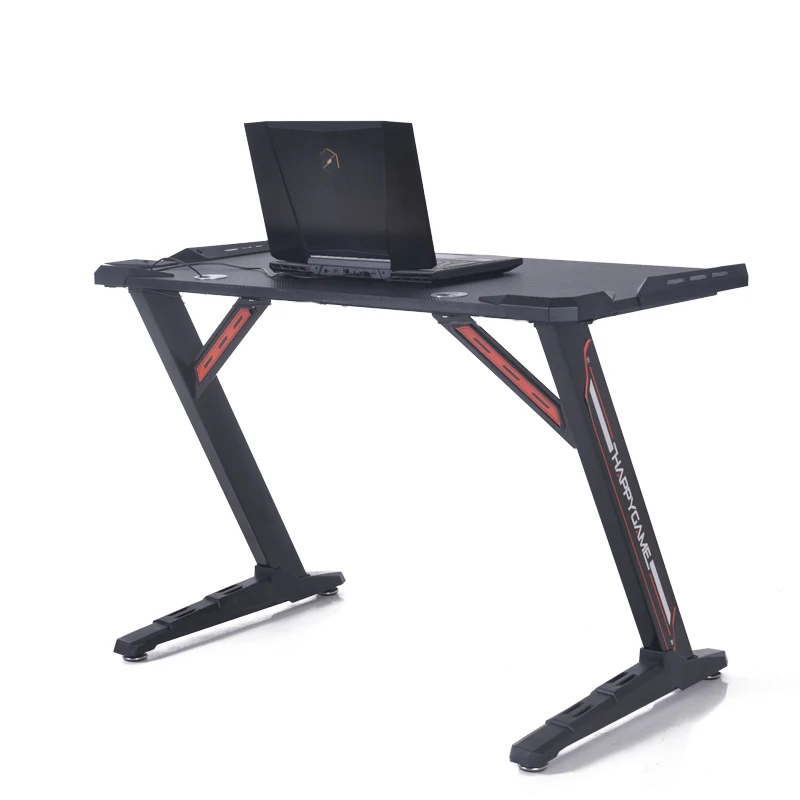 OS9901 ergonomic Z-shaped office PC computer desk with LED lights gaming desk