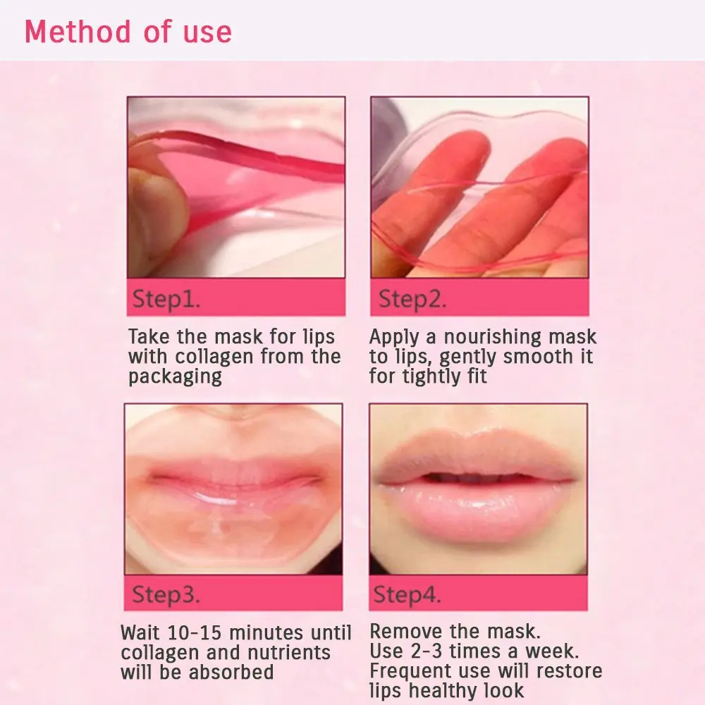 Pink Gel Collagen Lip Mask Crystal Lip Pads For Moisturizing, Anti-Wrinkle, Anti-Aging