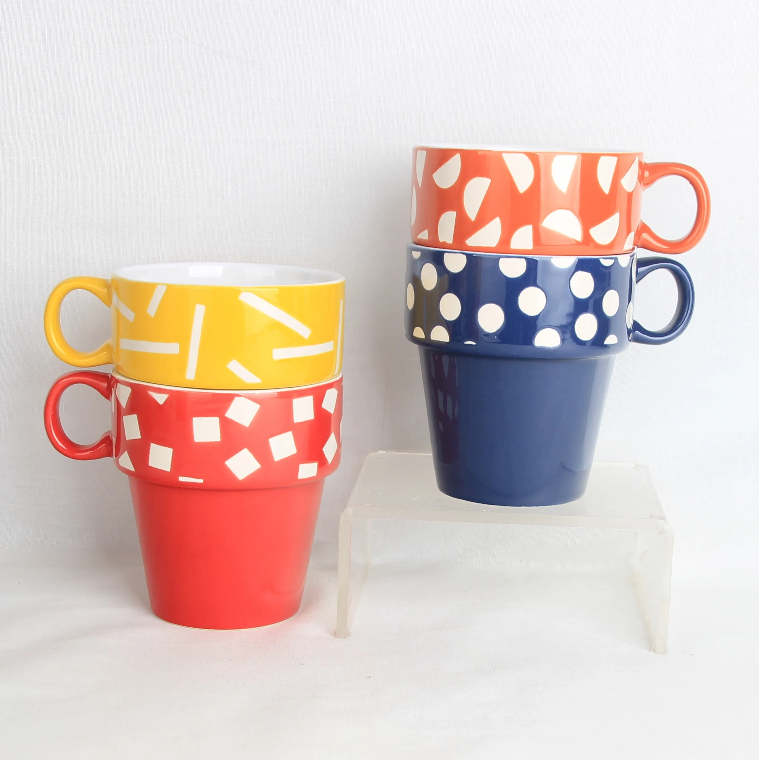 Hunan supplier custom porcelain mug mini coffee mug color glaze stackable ceramic mug