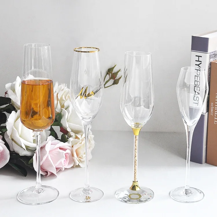 
Silver rim crystal wine glass cup for wedding glassware set, champagne glass cup 