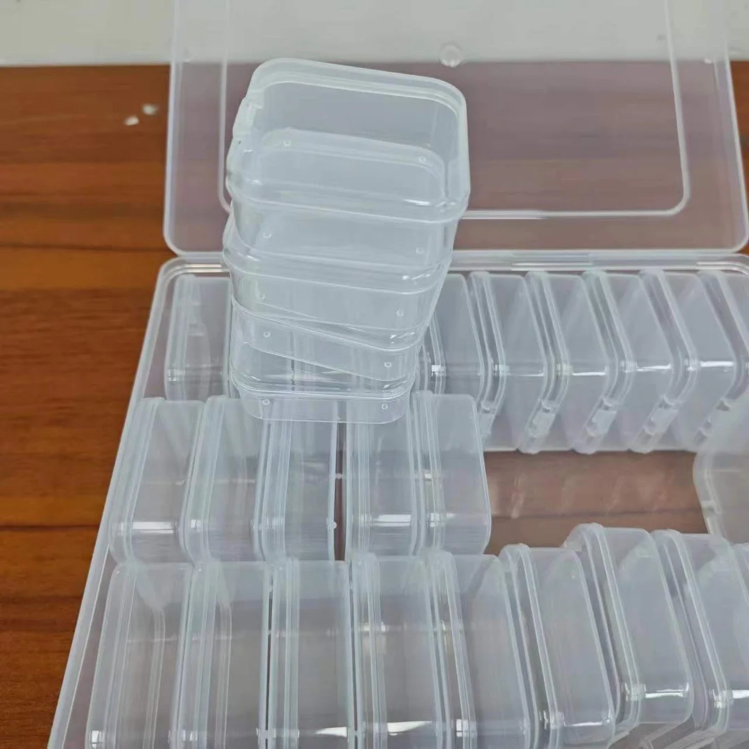 5.5 Small transparent square box 30 frames Jewelry hardware storage Plastic storage box accessory box