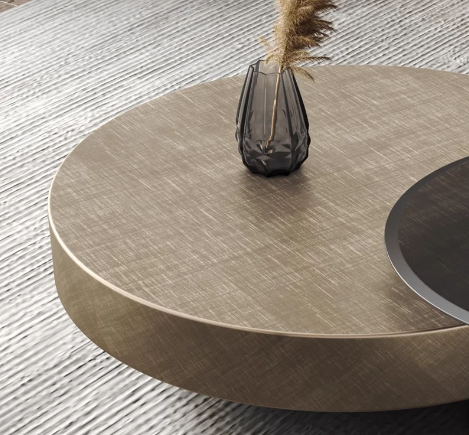 Tea  coffee table with drawers  modern luxury   bronze or black stainless steel coffee table  for  living room furniture