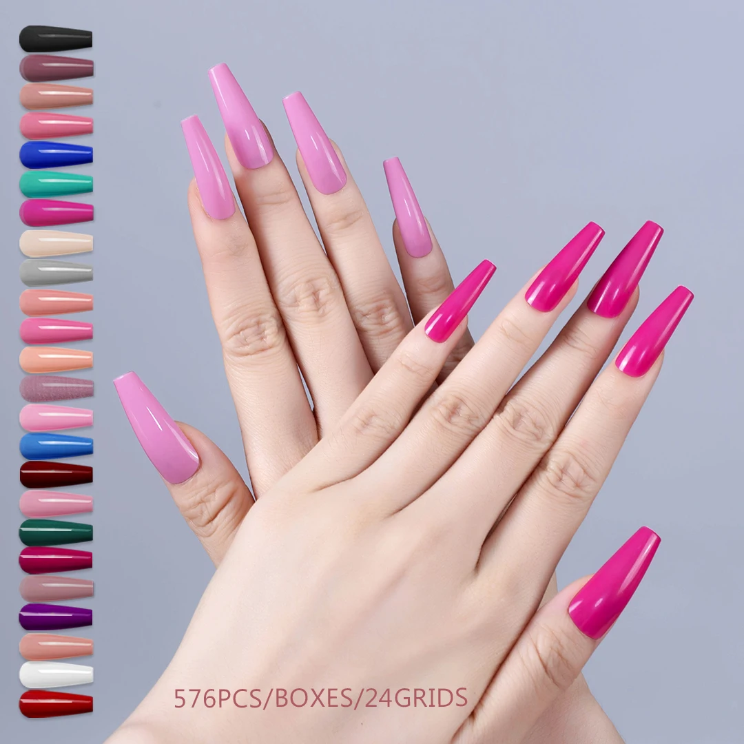 Nail supplies 250 PCS/box Transparent  Coffin Square Nail Tips False Nails French Artificial Fingernails Half  Plastic Art Tips