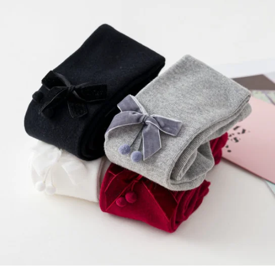 Custom bow designer winter suits compression kids fitted sets baby girls dresses legging pantyhose