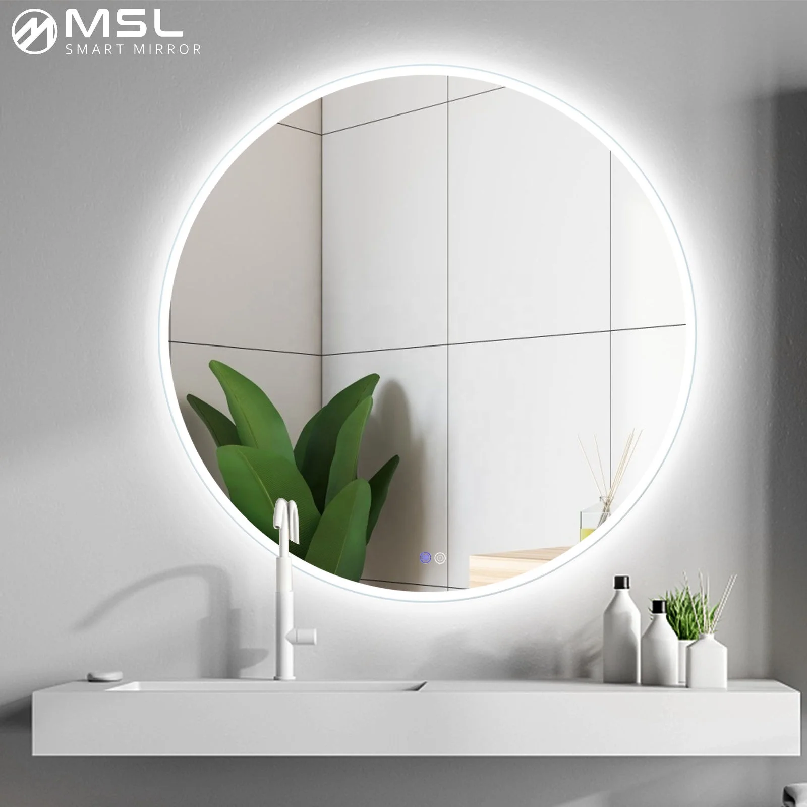 2021 Modern LED Bathroom Mirror Touch Sensor Smart LED Backlit Bath Mirror