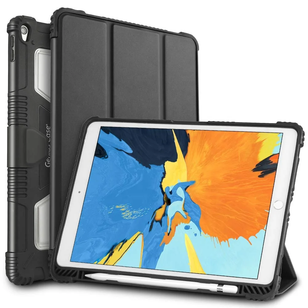 Novel Idea 2024 Armour Style Triple Foldable Stand Basic Ipad 10.5 Inches Folio Apple Tablet Full Cover High Elastic TPU