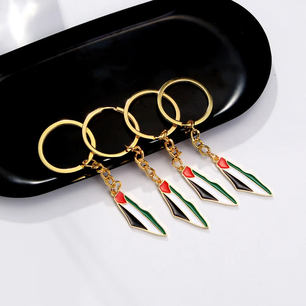 Manufacturer Wholesale Custom Free Palestine Keyring Palestine Flag Map Keychain Palestine Key Chain